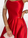 numoco Satenska dolga obleka z izrezom na hrbtu - rdeča Numoco PERLA