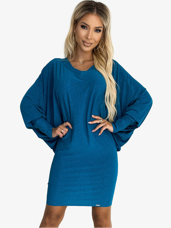 numoco Obleka s pentljo - mornarska barva z bleščicami Numoco