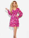 numoco Šifonska obleka z zavezanim izrezom - roza cvetje MONICA