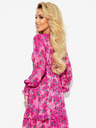 numoco Šifonska obleka z zavezanim izrezom - roza cvetje MONICA