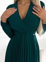 numoco Nagubana obleka iz šifona z izrezom - zelena Numoco ISABELLE