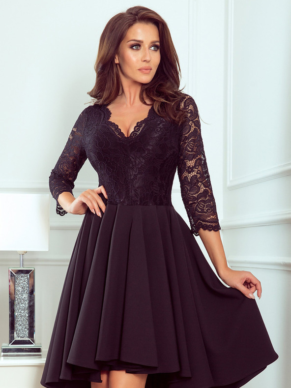 numoco Ekskluzivna obleka s čipko - črna Numoco NICOLLE