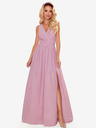 numoco Dolga obleka z dekoltejem in zavezovanjem - umazano roza Numoco JUSTINE