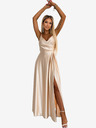 numoco Elegantna maksi obleka brez naramnic iz satena - zlata Numoco CHIARA