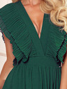 numoco Midi obleka z nagubanim izrezom - zelena Numoco YANA