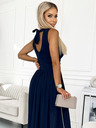 numoco Dolga obleka z izrezom in kravato - temno modra Numoco JUSTINE