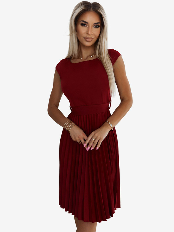 numoco Nagubana obleka s kratkimi rokavi - bordo Numoco LILA