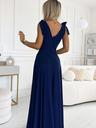 numoco Dolga obleka z izrezom in vezalkami na ramenih - temno modra z bleščicami Numoco ELENA