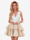 numoco Dvobarvna obleka s čipkastim izrezom in peno - bež Numoco ZLATA