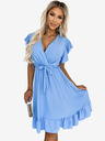 numoco Obleka z volani, izrezom in zavezovanjem - svetlo modra Numoco CORNELIA