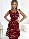 numoco Bombažna obleka z izrezom v obliki romba - bordo barva s pikami Numoco STELLA