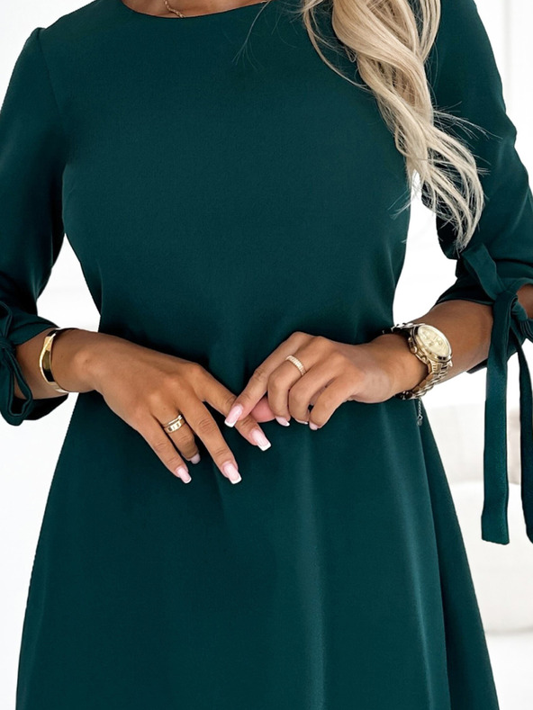 numoco Obleka v obliki trapeza s pentljami - zelena Numoco ALICE