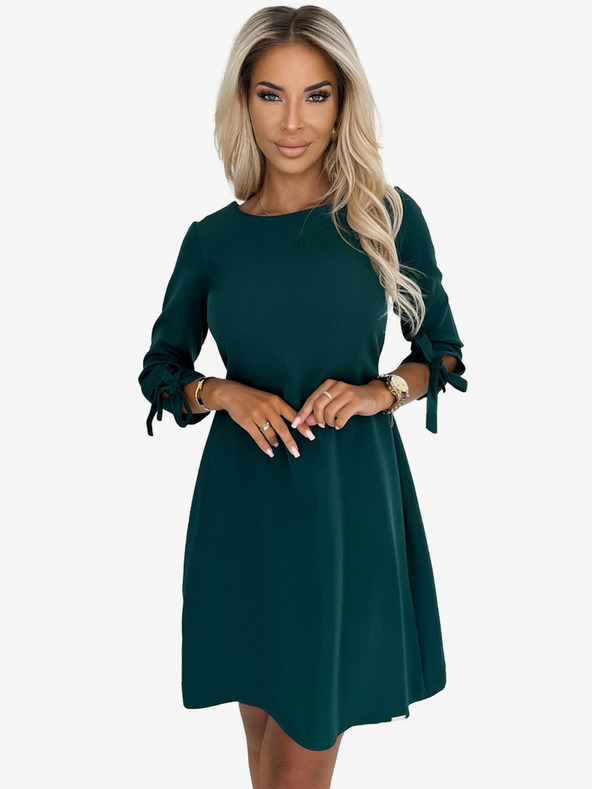 numoco Obleka v obliki trapeza s pentljami - zelena Numoco ALICE