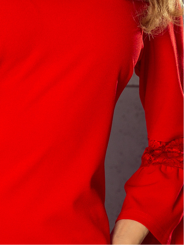 numoco Obleka s čipkastimi rokavi - rdeča Numoco MARGARET