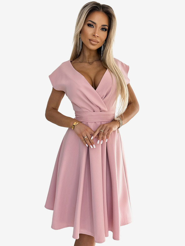 numoco Obleka z izrezom - pudrasto rožnata Numoco SCARLETT