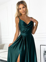 numoco Elegantna maksi obleka brez naramnic iz satena - zelena Numoco CHIARA