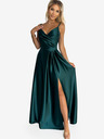 numoco Elegantna maksi obleka brez naramnic iz satena - zelena Numoco CHIARA