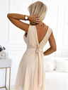 numoco Elegantna obleka iz tila z izrezom in pentljo - bež Numoco CELESTINA