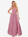 numoco Dolga obleka z dekoltejem in zavezovanjem - pudrasto rožnata z bleščicami Numoco JUSTINE