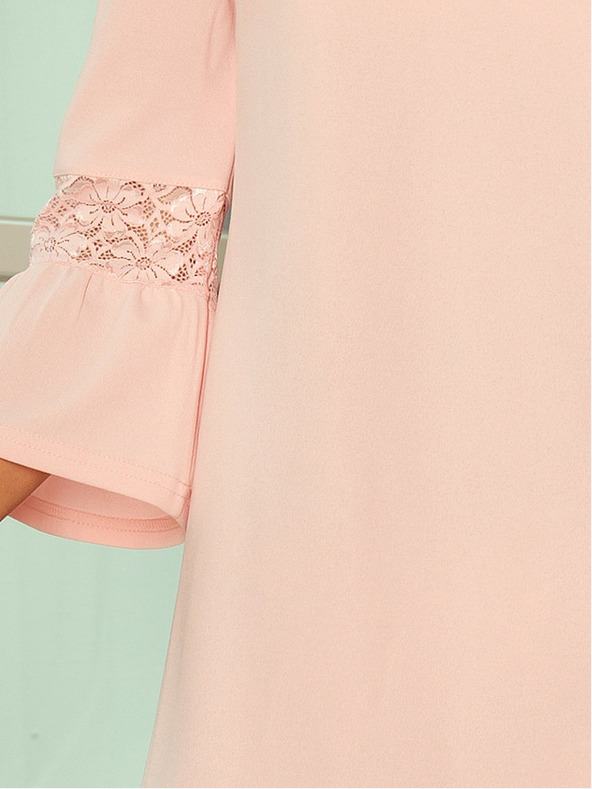 numoco Obleka s čipkastimi rokavi - pastelno rožnata Numoco MARGARET
