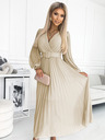 numoco Obleka s pasom in izrezom - bež Numoco KLARA