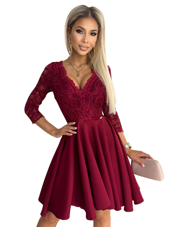 numoco Obleka z daljšim hrbtom in izrezom - bordo Numoco NICOLLE