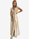 numoco Dolga obleka iz satena z izrezom - zlata Numoco CRYSTAL
