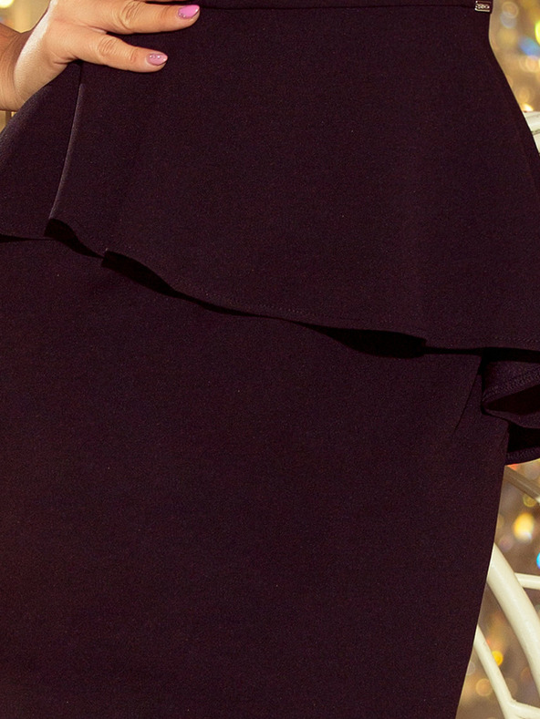 numoco Elegantna midi obleka z volani - črna Numoco