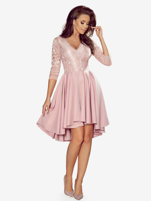 numoco Ekskluzivna obleka s čipko - pudrasto rožnata Numoco NICOLLE