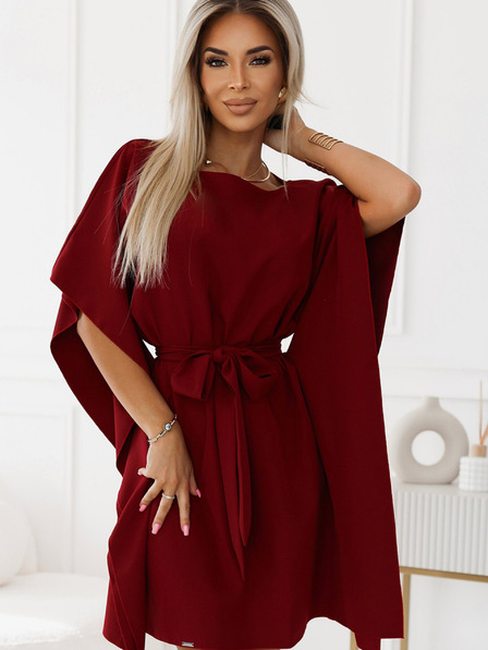 numoco Numoco SOFIA metuljasta obleka z zavezovanjem v pasu