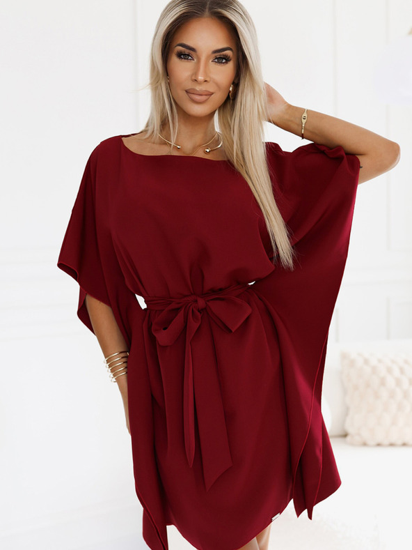 numoco Numoco SOFIA metuljasta obleka z zavezovanjem v pasu