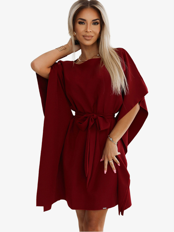 numoco Numoco SOFIA metuljasta obleka z zavezovanjem v pasu