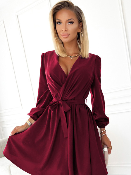 numoco Ženska obleka z izrezom - bordo Numoco BINDY