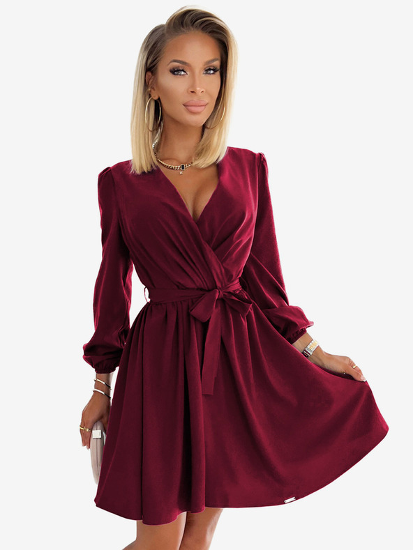 numoco Ženska obleka z izrezom - bordo Numoco BINDY