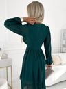numoco Šifonska midi obleka z dolgimi rokavi in izrezom - zelena Numoco MILA