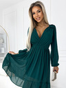 numoco Šifonska midi obleka z dolgimi rokavi in izrezom - zelena Numoco MILA