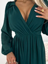 numoco Šifonska midi obleka z dolgimi rokavi in izrezom - zelena Numoco MILA