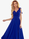 numoco Dolga obleka z dekoltejem in vezalkami na ramenih - modra Numoco ELENA