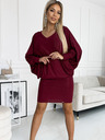 numoco Netopirska obleka z dekoltejem - bordo barve z bleščicami Numoco