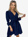 numoco Ženska obleka z izrezom in pasom - temno modra Numoco BINDY