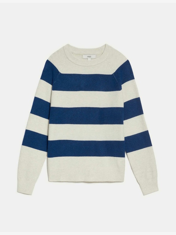 Marks & Spencer Črtast pulover iz zračne preje z vogalom Marks & Spencer modra