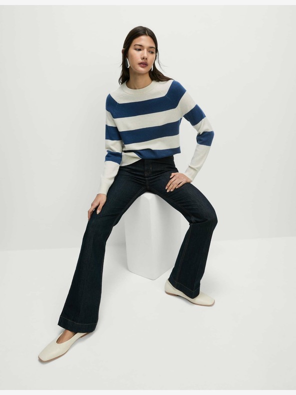 Marks & Spencer Črtast pulover iz zračne preje z vogalom Marks & Spencer modra