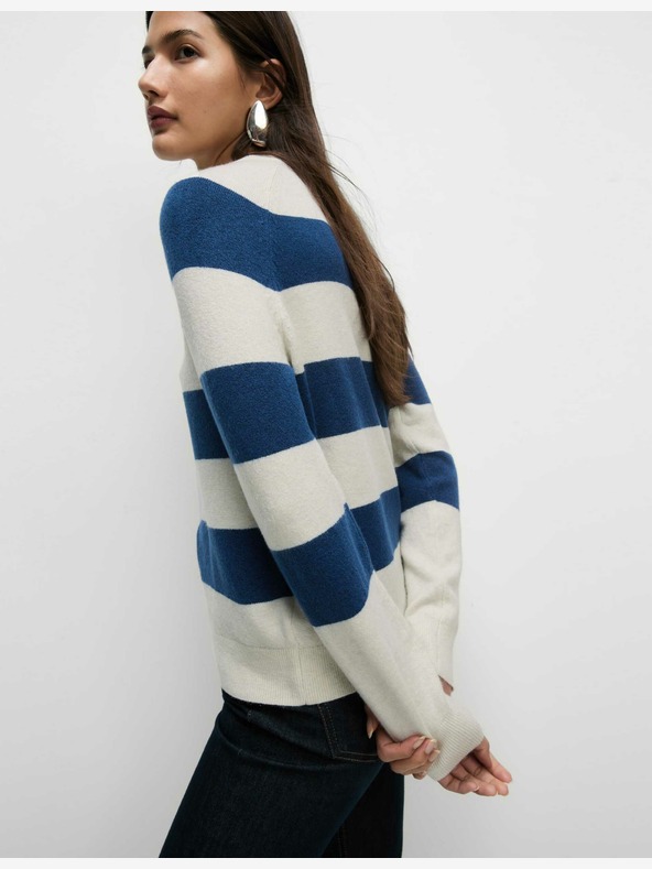 Marks & Spencer Črtast pulover iz zračne preje z vogalom Marks & Spencer modra