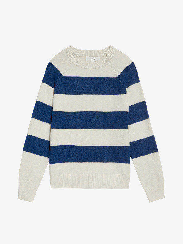 Marks & Spencer Črtast pulover iz zračne preje z vogalom Marks & Spencer modra