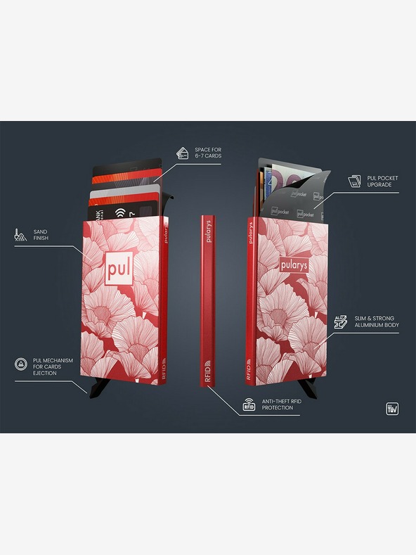 Pularys Pularys ženski etui za dokumente - makovo rdeča barva