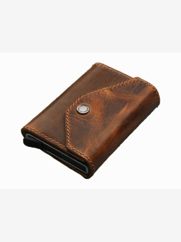 Pularys Pularys moška usnjena denarnica rjave barve