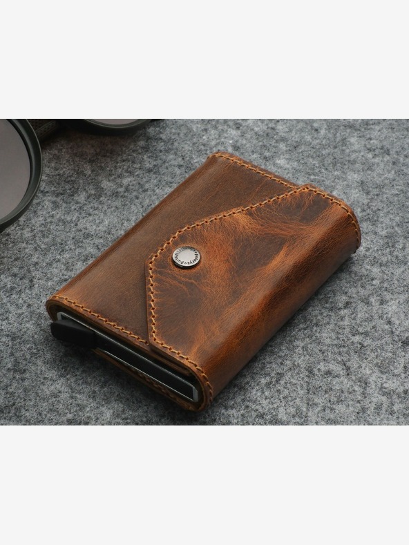 Pularys Pularys moška usnjena denarnica rjave barve