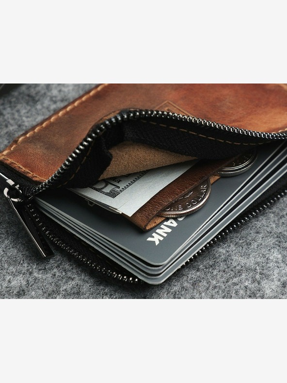 Pularys Pularys Moška usnjena denarnica Oldtimer Slim Brown