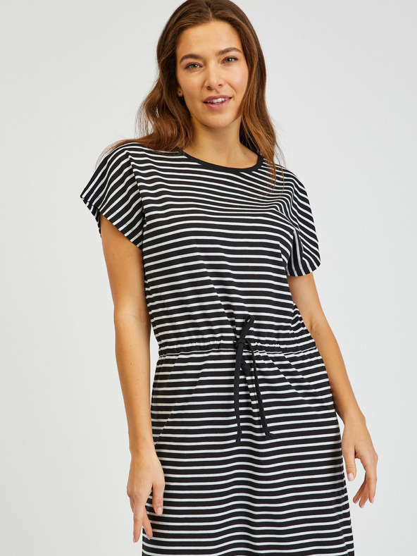 Sam 73 Bela in črna črtasta ženska obleka SAM73 Sagitta