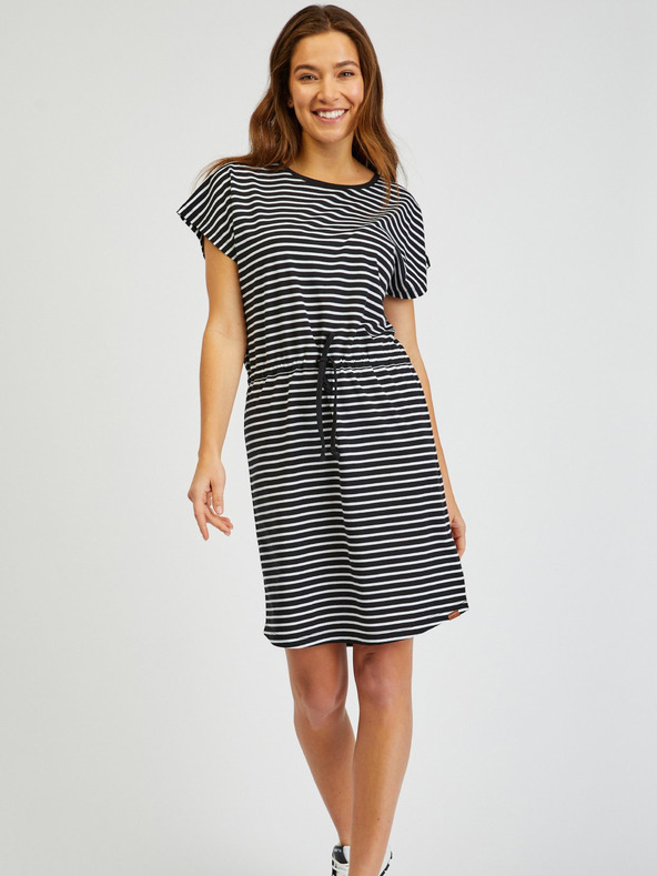 Sam 73 Bela in črna črtasta ženska obleka SAM73 Sagitta